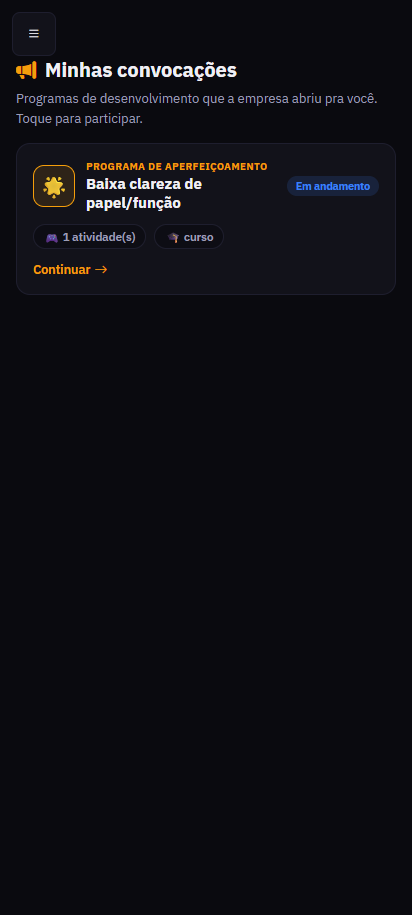 Convocações de programas de desenvolvimento — app do colaborador SST Estratégico