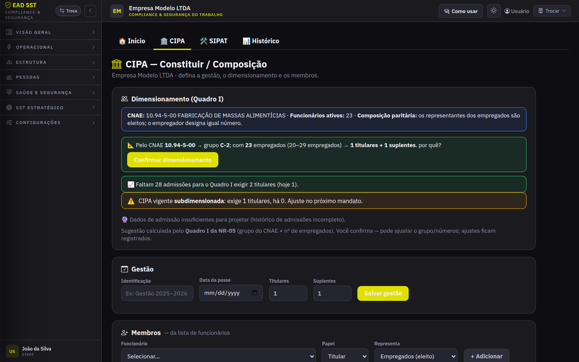 Tela 10 — CIPA digital: SST Estratégico